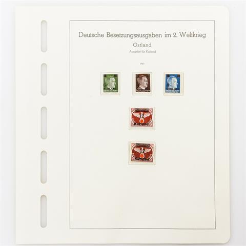Briefmarken - Besetzung II. WK. Kurland Mi Nr. 1 - 4, 4 A + B.
