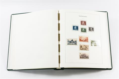 Briefmarken - Liechtenstein. Sehr schöne gestempelte Teilsammlung ab 1912 im Leuchtturm Klemmbinder auf Vordruckblättern.