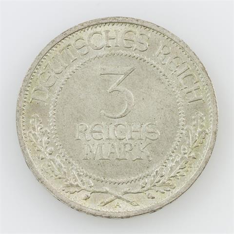 Weimarer Republik - 3 Reichsmark 1926 A, 700 Jahre Reichsfreiheit Lübeck,