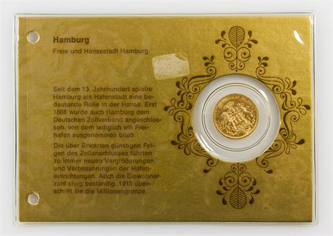 Hamburg/GOLD - 20 Mark 1884 J, Freie und Hansestadt Hamburg, kleiner Reichsadler,