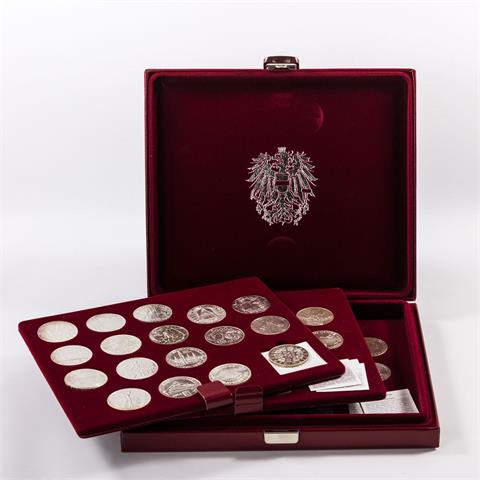 Österreich - Box mit den offiziellen 500 Schilling Silber-Gedenkmünzen,
