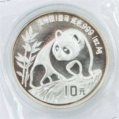 China - 10 Yuan Panda 1990, 1 Unze Ag,