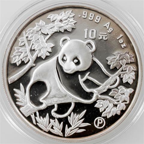 China - 10 Yuan 1992, Panda auf Baum, mit Beizeichen P,