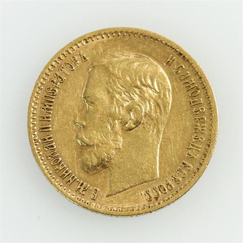 Russland/GOLD - 5 Rubel 1901 r, Nikolaus II.,