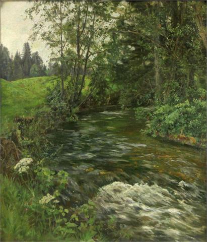 KORNBECK, JULIUS ATTR. (1839-1920): Bach in schwäbischer Landschaft.