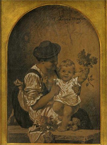 LIEZEN-MAYER, SANDOR VON (1839-1898): Mutter in Tracht mit  Kleinkind, 19. Jhd.,