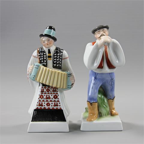 HEREND zwei Porzellanfiguren "Musikanten", 20.Jh.,