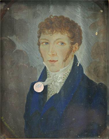 BEZ. B. LINDENSCHMIT: Biedermeier Herrenporträt, 1832,