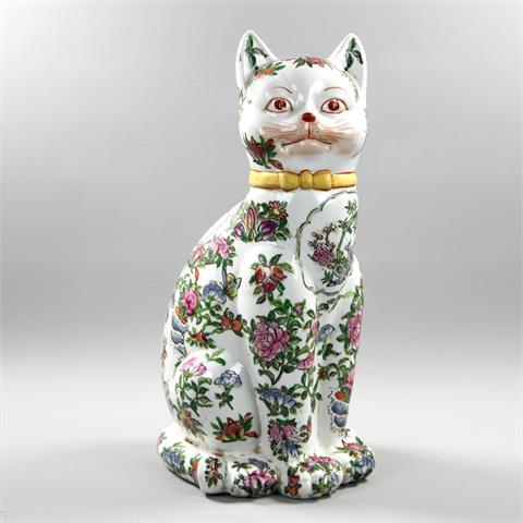 Dekorative Katze aus Porzellan. CHINA, 20. Jh.