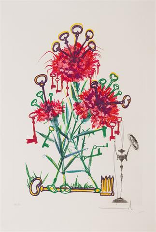DALI, SALVADOR (1904-1989): 1 Bl. "Dianthus carophilius cum clavinibus multibibis" aus der Serie "Surrealistic Flowers", 1972,