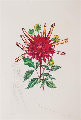 DALI, SALVADOR (1904-1989): 1 Bl. "Dahlia rapax"" aus der Serie "Surrealistic Flowers", 1972,