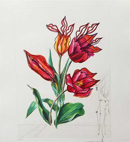 DALI, SALVADOR (1904-1989): 1 Bl. "Tulipa crudeliter basiantes" aus der Serie "Surrealistic Flowers", 1972,