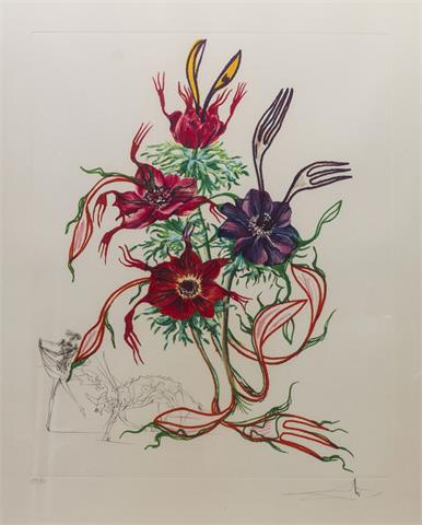 DALI, SALVADOR (1904-1989): 1 Bl. "Anemone per anti pasti" aus der Serie "Surrealistic Flowers", 1972,