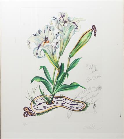 DALI, SALVADOR (1904-1989): 1 Bl. "Lilium longiflorum vel tempus" aus der Serie "Surrealistic Flowers", 1972,