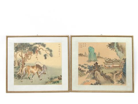 2 Seidenmalereien. CHINA, um 1900