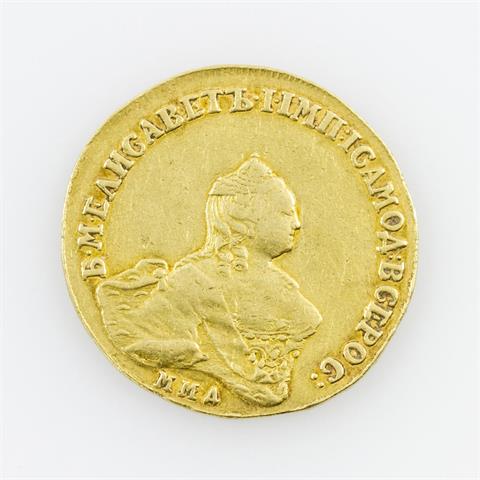 Russland - 10 Rubel 1758, Moskau, Zarin Elizabeth II.,