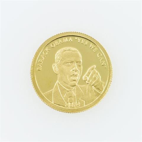 Cook Inseln - 10 Dollars, Obama, GOLD,