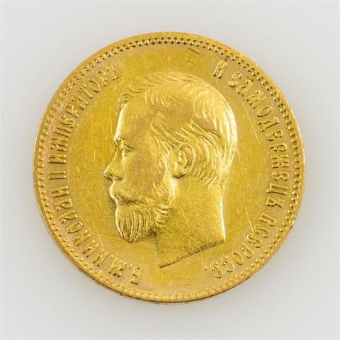 Russland - 10 Rubel 1902 / r, Nikolaus II, GOLD,