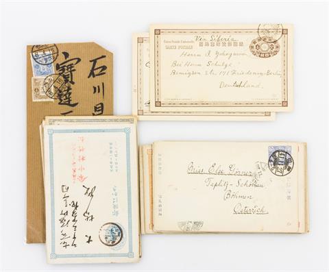 Japan  - 1900 bis 1930. 31 Briefe und Ganzsachen im Umschlag.