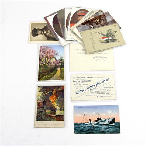 Konvolut Postkarten, 18 Stück, u.a. Motiv Hindenburg, Offiziere,