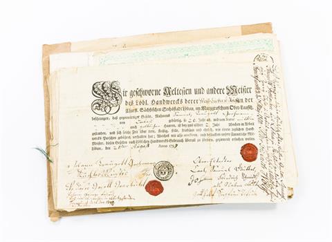 Nachlass aus Urkunden und sonstigen Dokumenten des Bäckers Samuel Grohmann