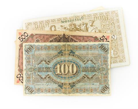 Konvolut historischer Banknoten Ende 19. Jh. /Anfang 20. Jh. - Zusammenstellung von 14 Banknoten,