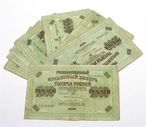 Russland - Konvolut von 17 x 1000 Rubel 1917,