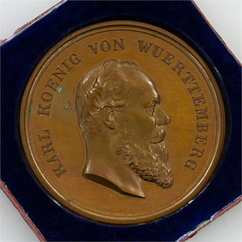 Württemberg - König Karl, Bronze Preismedaille der gewerbl. Fortbildungsschulen, v. Schwenzer,