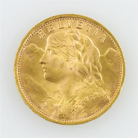 Schweiz/GOLD - 1 x 20 Franken 1935/LB, ca. 5,8 Gramm Fein.