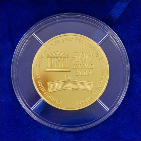 Frankreich/GOLD - 500 Euro 2009, 5 Unzen fein, 155,5g, Unesco Weltkulturerbe Kreml Moskau,