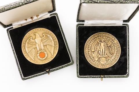III. Reich - 2 Bronzemedaillen der Reichsuniversität Straßburg bzw. Kaiser-Wilhelm-Universität,