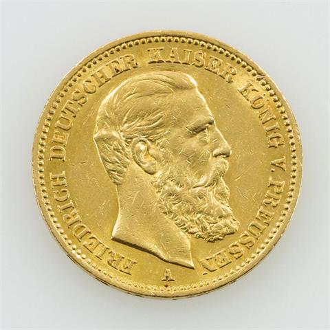 Preussen/GOLD - 20 Mark 1888 A, Friedrich III.,