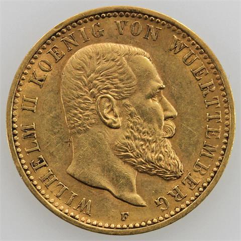 Württemberg/GOLD - 10 Mark 1907 F, König Wilhelm II.,