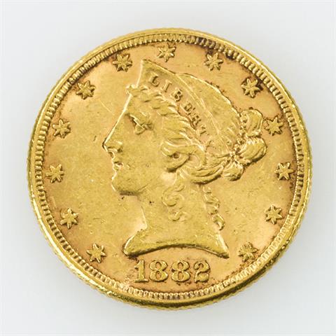 USA - 5 Dollar Liberty Head, 1882,