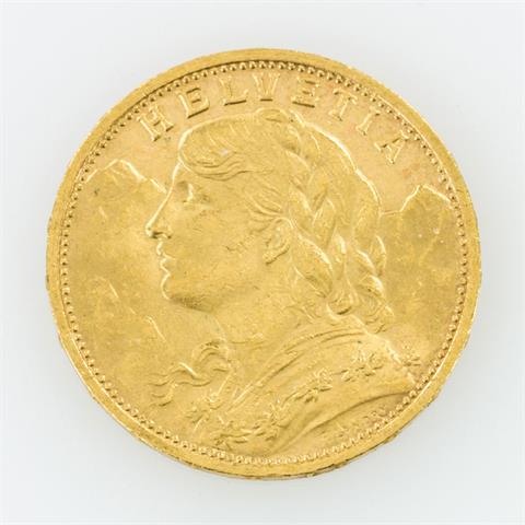 Schweiz/Gold - 1 x 20 Franken 1927/B,