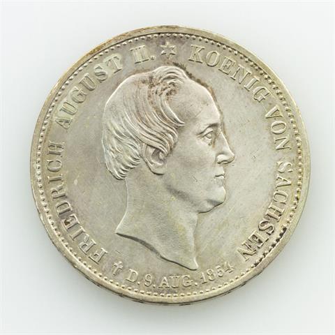 Sachsen - 1 Ausbeutetaler 1854/F, Friedrich August II., auf seinen Tod,