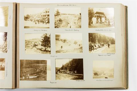 Großformatiges historisches Fotoalbum mit Aufnahmen überwiegend zu Altensteig, Schwarzwald und Weiterem, um 1905,