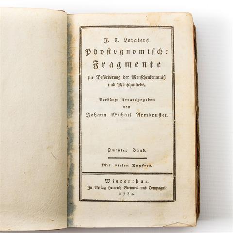 Historisches Buch, 18.Jh. -  J.M. Armbruster (Hrsg.), Johann C. Lavater, Physiognomische Fragmente zur Beförderung der