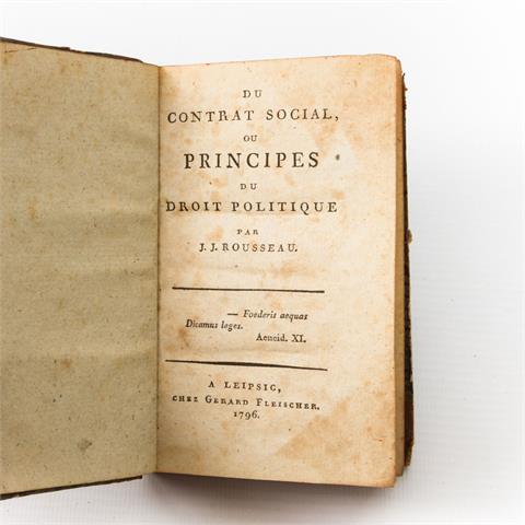 Politische Schrift, 18.Jh. - J.J. Rousseau, Du Contrat Social, ou Principes du Droit Politique, 1796.