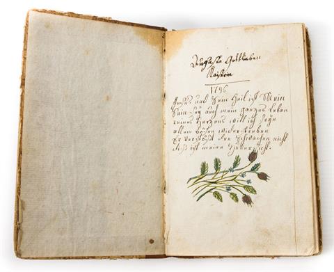 Handschrift, 18. Jh. - sorgfältig geführtes, handgeschriebenes Buch mit religiösen Versen,
