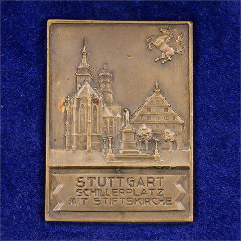 Bronzeplakette Stuttgart 1936 - Geschenk an Prof. Dr. Manfred Rommel zum 75. Geburtstag,