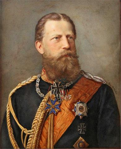 Porträt Friedrichs III. von Preussen, 19.Jh. - Brustbild mit leicht nach rechts geneigtem Kopf von Kronprinz Friedrich III. von