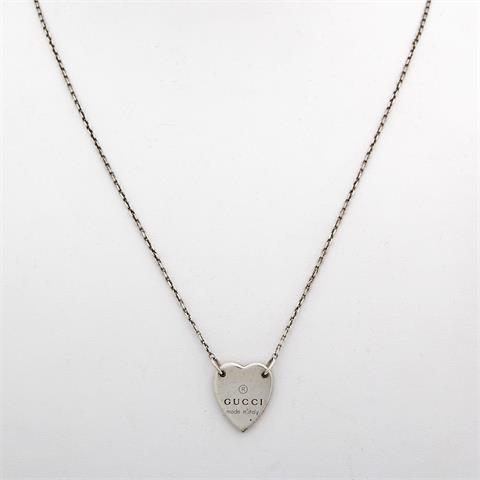 GUCCI zeitlose Halskette mit integriertem Herzanhänger, Länge 48cm. 925/Silber. Akt. NP.: 210,-€.
