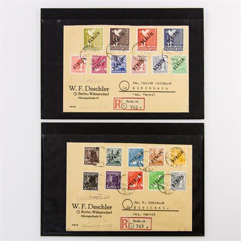 Briefmarken - Berlin Mi Nr. 1-20 komplett auf 2 Briefen. Gestempelt 7.10.48.
