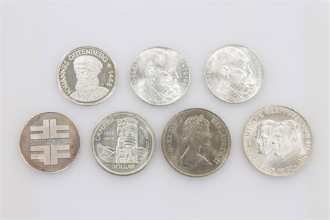 7-teiliges Kleinkonvolut Münzen u. Medaillen/SILBER -