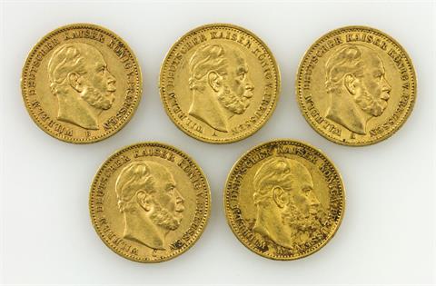 Preussen/GOLD - 5 x 20 Mark Wilhelm I.,