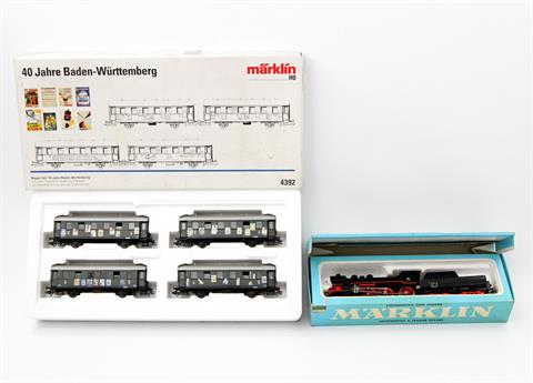 MÄRKLIN Wagenset 4392 "40 Jahre Baden-Württemberg" und Tenderlok 3098, Spur H0,
