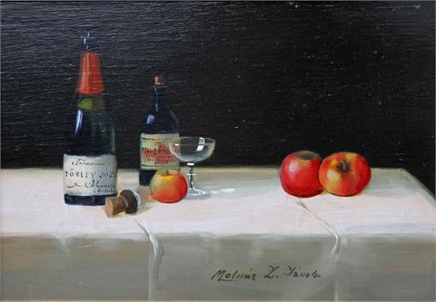 PENTELEI-MOLNAR , JANOS (1878-1924): Stillleben mit zwei Weinflaschen und Äpfeln,
