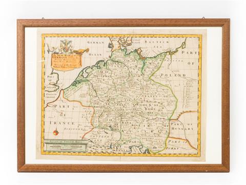 Historische Landkarte, o.J. - "A new Map of present Germany, shewing its principal Divisions, Cities, Towns, Rivers, Mountains