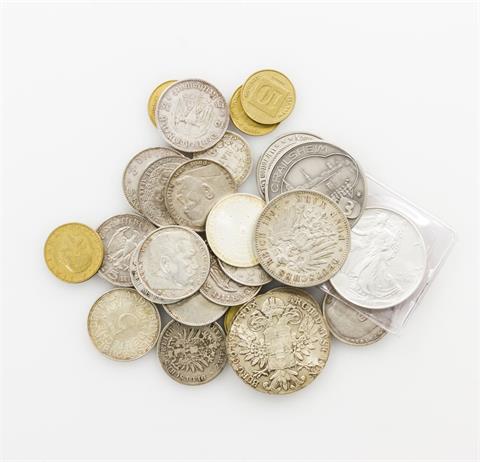 Konvolut Münzen und Medaillen, dabei SILBER - dabei u.a. 1 x USA - 1 Dollar 1993, Liberty, prägefrisch, 1 Unze Ag fein.